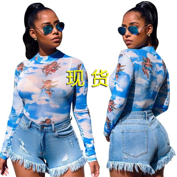 S3760  wholesale European and American tassel ripped polished denim shorts women's pants straight hot pants