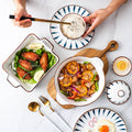 Japanese tableware hand-painted ceramic bowls, plates, salad suit combination, large bowl, double ears, creative stylish breakfast soup bowl