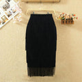 High waist hip skirt plus size silmcasualeasiest for matchpatchwork tassel ol women's skirt pencil skirt skirt