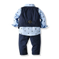 European and american spring/autumn new children's clothing boys' vest long sleeve star print dark color long pants three-piece baby set
