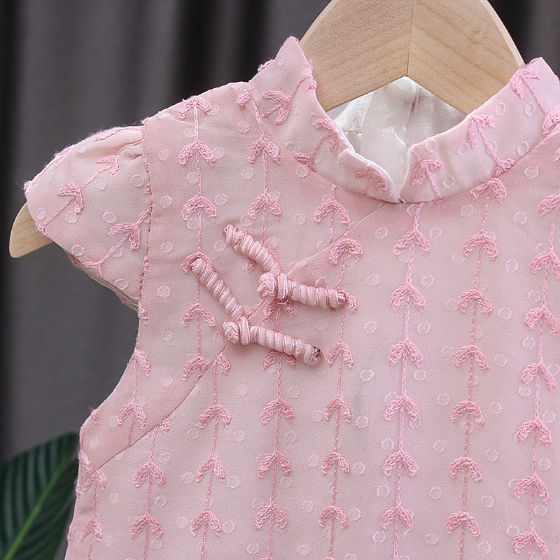 Kidscheongsamsummer thin girlcheongsam skirt baby girl baby skirt western style little girl princess skirt chinese style