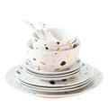 Influencer-approved dinnerware set: nordic minimalist home style terrazzo pattern bowls and plates - creative dinnerware set