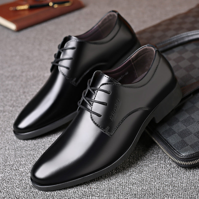 Men's leather business dress shoes - classic british & korean style - black, versatile casual shoes - soft leather
