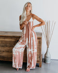 Russian, european, and american wish-style amazon 2025 new women's sexy wide-leg printed jumpsuit with straps