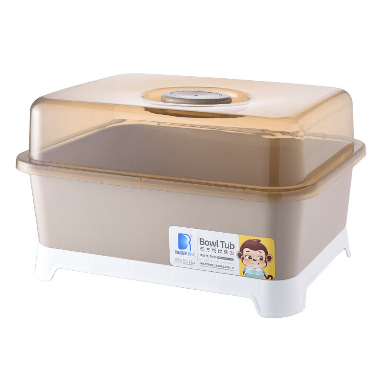 Household Drain Bowl Rack Cupboard Cutlery Kitchen Tableware Storage Box with Lid Japanese Plastic Double Dish Drain Rack