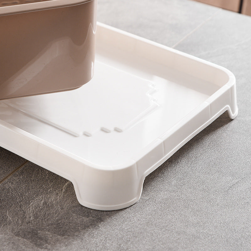 Household Drain Bowl Rack Cupboard Cutlery Kitchen Tableware Storage Box with Lid Japanese Plastic Double Dish Drain Rack