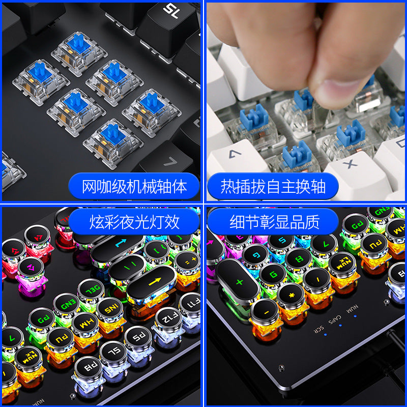 Silver sculpt summoner true mechanical keyboard - hot-swappable, gaming blue switch, punk style, wired usb - amazon cross-border wholesale