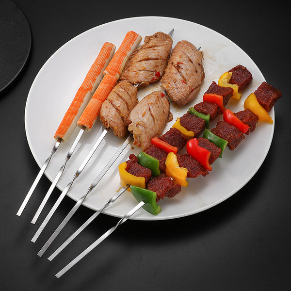 Stainless steel skewers, roast signatures, outdoor barbecue utensils, flat signatures, mutton skewers, roast signatures, needle print logo
