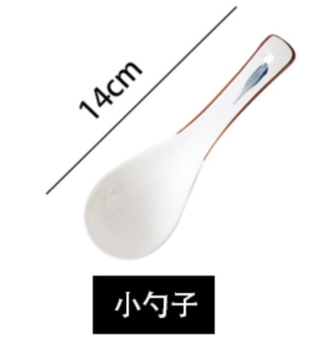 Japanese tableware hand-painted ceramic bowls, plates, salad suit combination, large bowl, double ears, creative stylish breakfast soup bowl