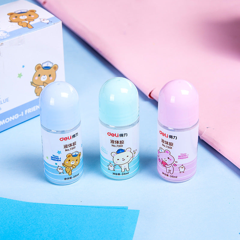 Deli 7301 Liquid Mini Glue Children's 35ML Cute Glue Transparent Kawaii Glue Liquid Glue Stationery