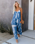 Russian, european, and american wish-style amazon 2025 new women's sexy wide-leg printed jumpsuit with straps