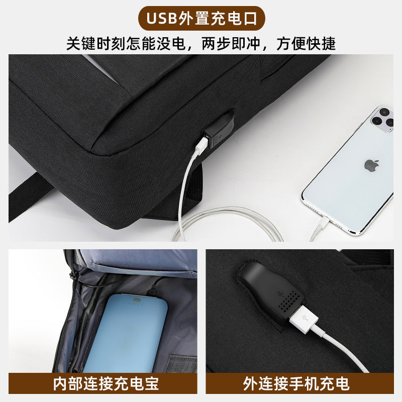 New men's large-capacity 14-inch computer backpack unisex USB charging LOGO business backpack