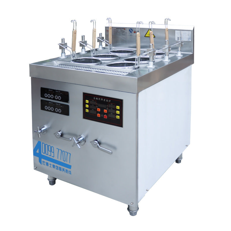 Automatic lifting and lowering noodle cooking stove, six-head automatic lifting and lowering noodle cooking stove, commercial boiling dumpling machine for scalding vegetables and powder cooking balls