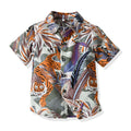 Boys' summer short-sleeve set: new animal print fashion shirt and shorts two-piece outfit (baby clothes)