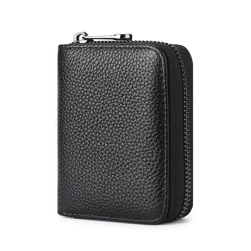 RFID anti-theft brush anti-degaussing PU leather card bag women's leather zipper bank card cover multi-card position large capacity card holder