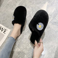 2024 spring/autumn/winter new fuzzy slippers for women, closed-toe flat bottom plush cotton slippers, daisy design women's shoes wholesale