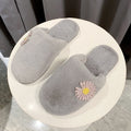 2024 spring/autumn/winter new fuzzy slippers for women, closed-toe flat bottom plush cotton slippers, daisy design women's shoes wholesale