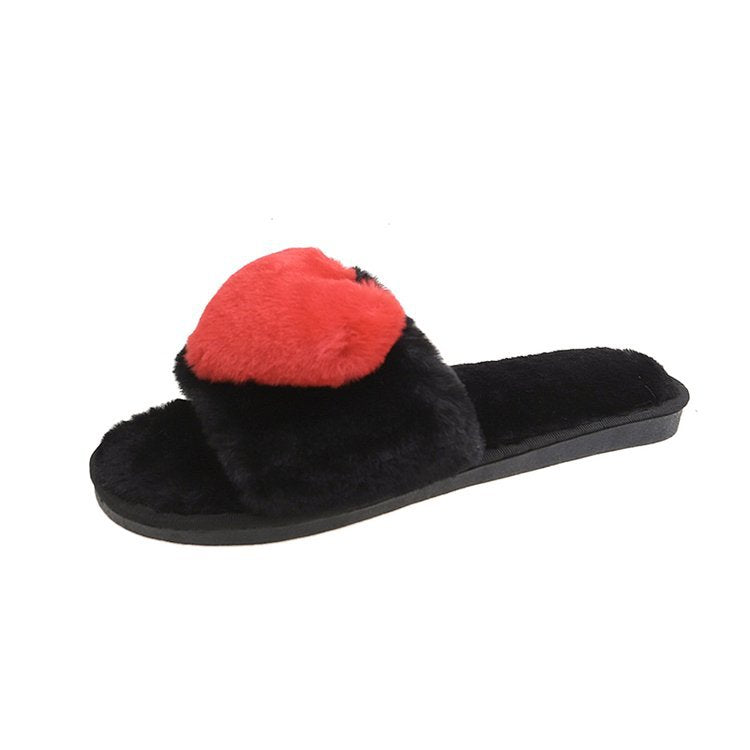 2024new arrivalautumnwinterindoorall year roundhome slippers open one word k-stylestuffedcute heart cotton slippers women