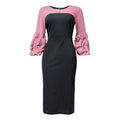 supply of african plus size women's clothing pure color pile sleeves multi-color skirt   hot selling dress