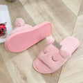 Women's fuzzy slippers - winter indoor/outdoor plush flat floor slippers - open toe crown thong slippers - warm cotton slippers