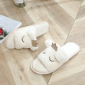 Women's fuzzy slippers - winter indoor/outdoor plush flat floor slippers - open toe crown thong slippers - warm cotton slippers