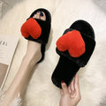 2024new arrivalautumnwinterindoorall year roundhome slippers open one word k-stylestuffedcute heart cotton slippers women