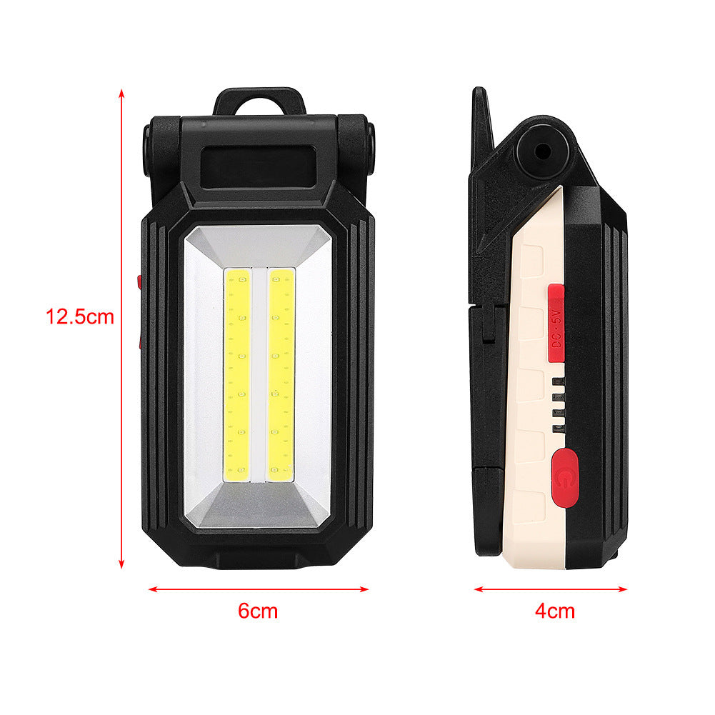 Cross-border new COB work light USB charging with magnet multi-function maintenance light portable led flashlight