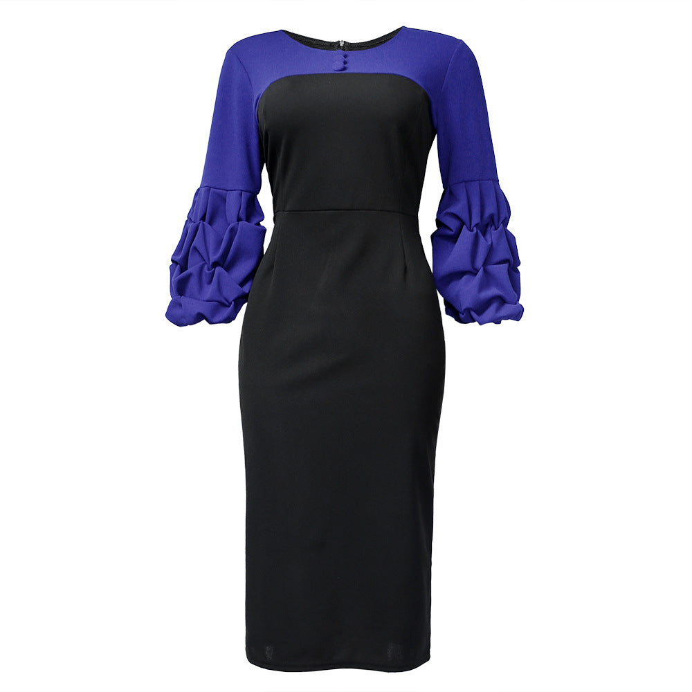 supply of african plus size women's clothing pure color pile sleeves multi-color skirt   hot selling dress