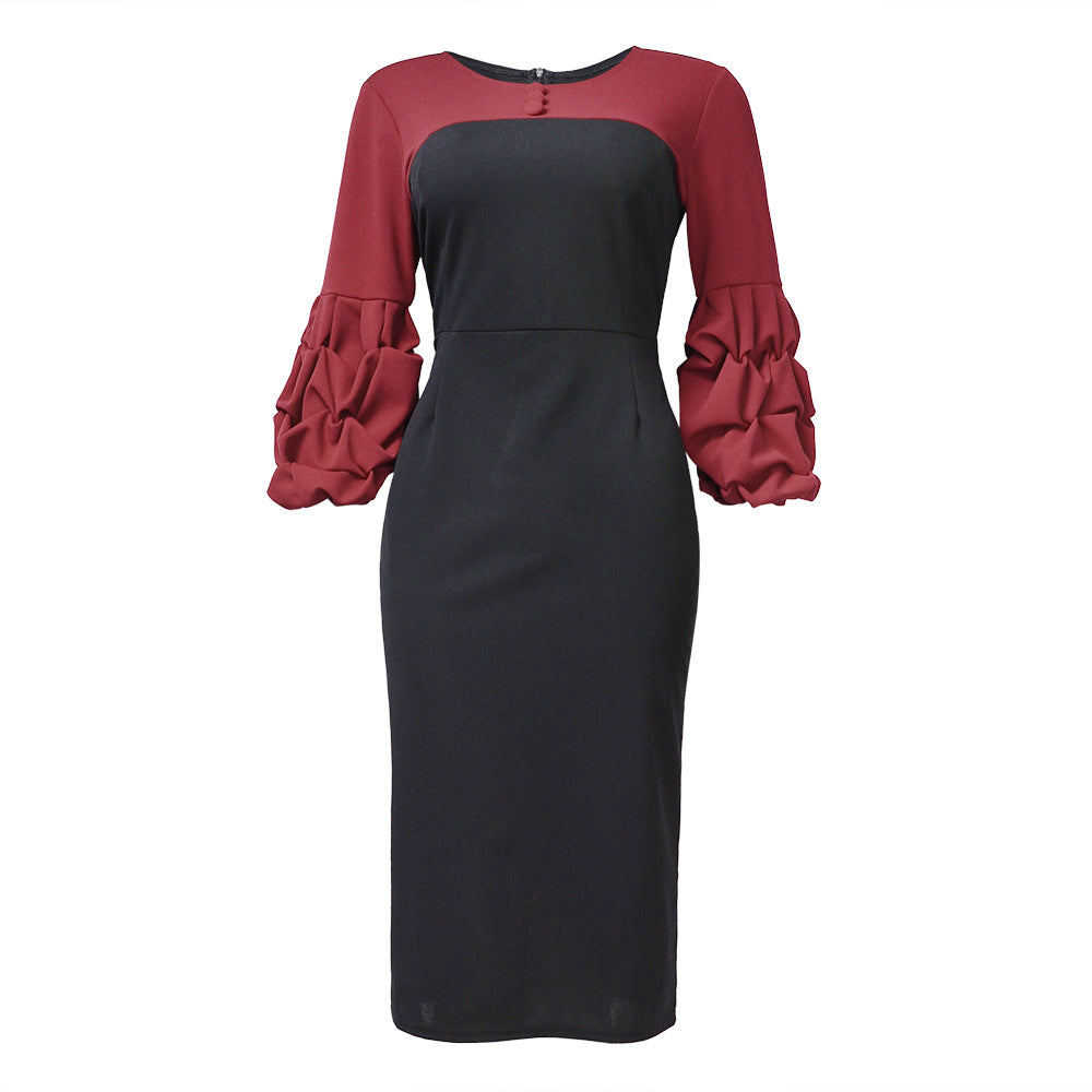 supply of african plus size women's clothing pure color pile sleeves multi-color skirt   hot selling dress