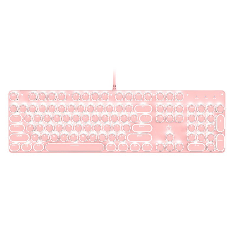 Meishang e-zu hjk901 mechanical keyboard and mouse combo - retro girly pink cute blue switch round key gaming keyboard