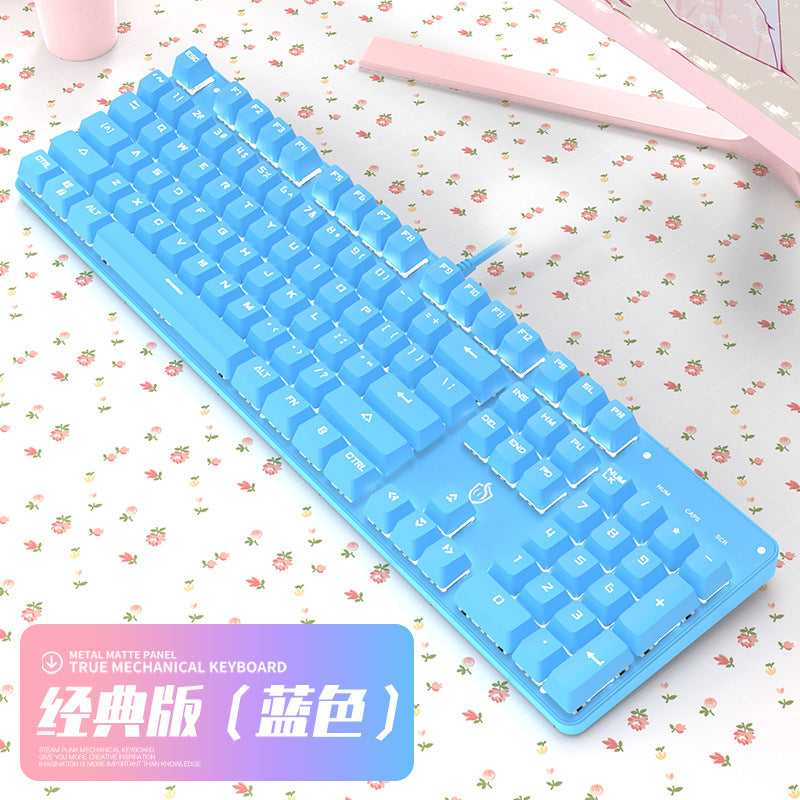 Meishang e-zu hjk901 mechanical keyboard and mouse combo - retro girly pink cute blue switch round key gaming keyboard