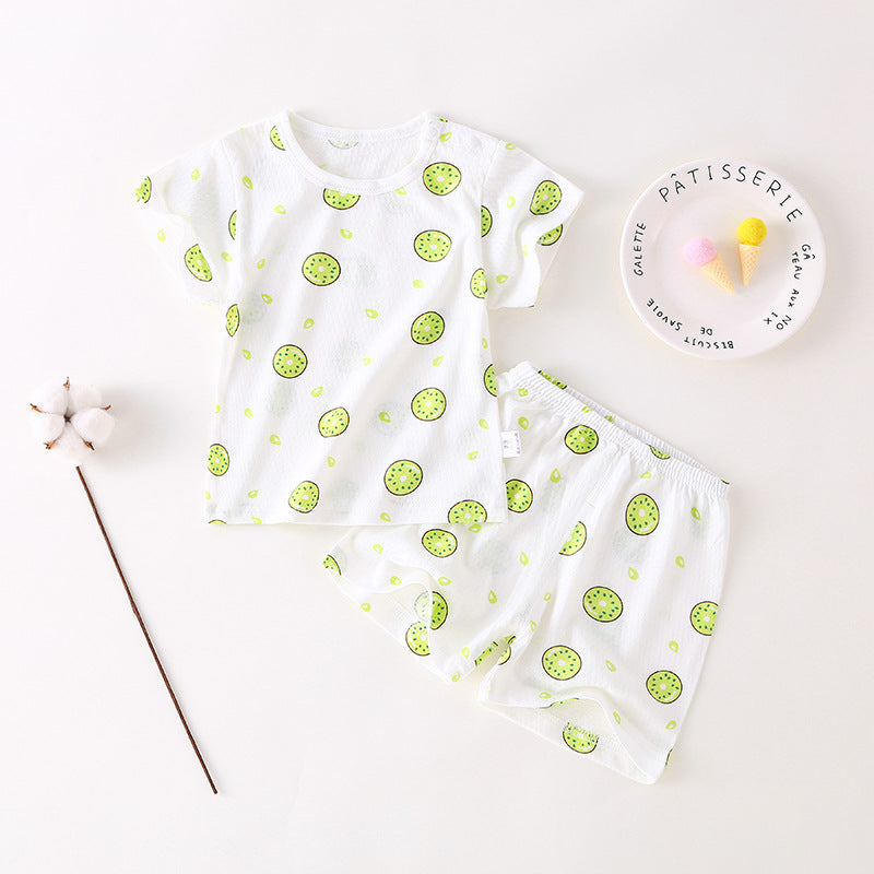 Baby short-sleeve set, 100% cotton, summer infant and toddler loungewear, short-sleeved, 0-3 years old, summer outfit, thin home clothes