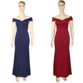 african plus size women's off-the-shoulder pleated slit mermaid evening dress -  dress