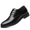 Leather shoes breathable cowhide casual shoes business formal leather shoes men's real easiest for match pointed toe tie back wedding shoes