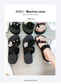 Flower thong sandals, summer outerwear, fairy style, 2024 new fashion pearl women's sandals, thick soleplatform shoes, trendy