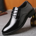Leather shoes breathable cowhide casual shoes business formal leather shoes men's real easiest for match pointed toe tie back wedding shoes