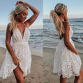 new  &  style women's fashion european and american export lace trim maxi dress - v-neck backless dress
