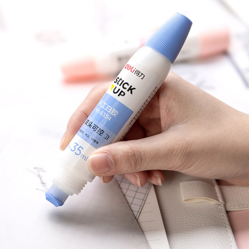 Deli 6354 handmade latex glue, double-head controllable DIY glue 35ml student art liquid glue