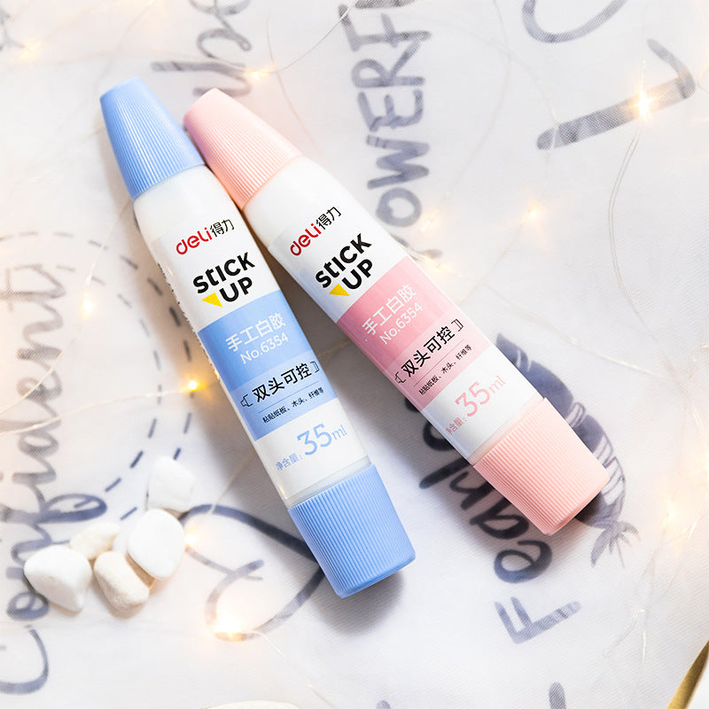 Deli 6354 handmade latex glue, double-head controllable DIY glue 35ml student art liquid glue