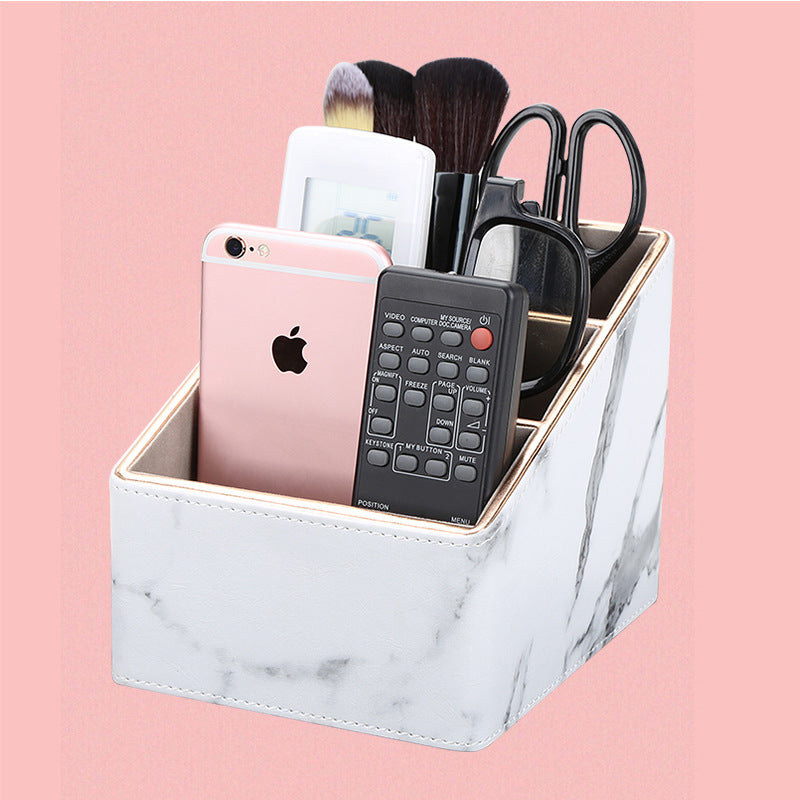 Nordic ing storage box, stone pattern desktop stationery storage box, remote control, finishing box, multifunctional leather pen holder