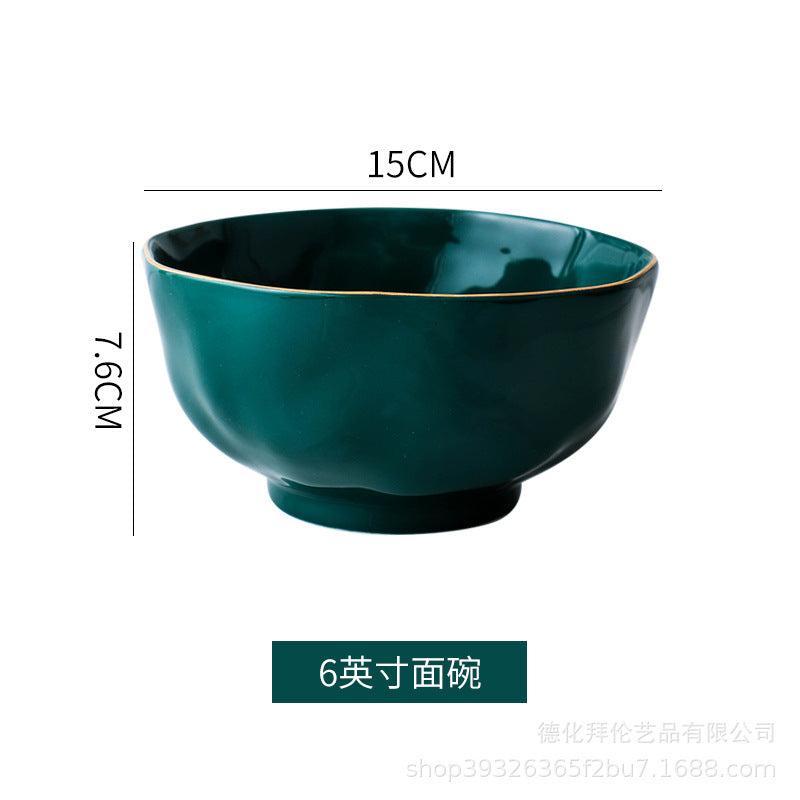 Wholesale ins ceramic dinnerware set for home use - large soup bowls, noodle bowls, salad bowls, rice bowls, fish plates - white porcelain
