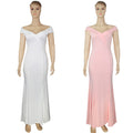 african plus size women's off-the-shoulder pleated slit mermaid evening dress -  dress