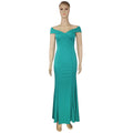 african plus size women's off-the-shoulder pleated slit mermaid evening dress -  dress