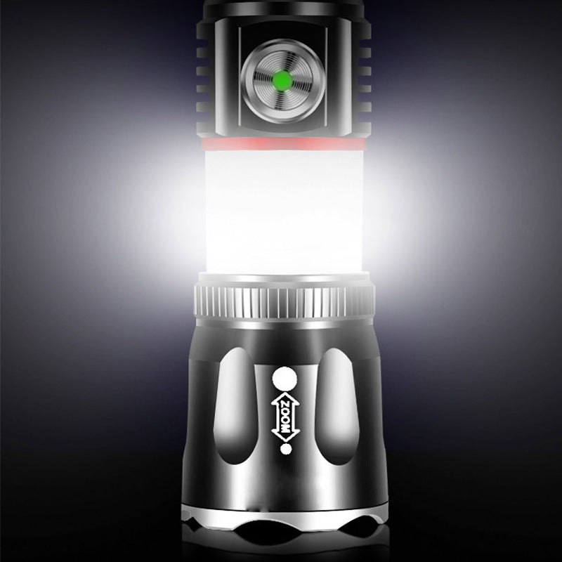 Cross-border strong light flashlight T6 + COB multi-functional aluminum alloy outdoor camping zoom rechargeable LED flashlight