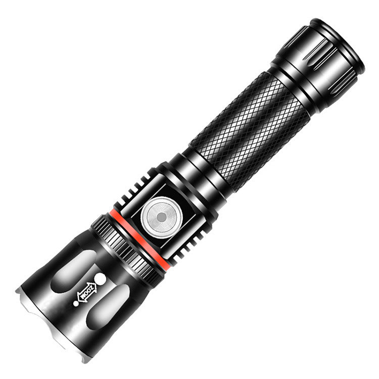 Cross-border strong light flashlight T6 + COB multi-functional aluminum alloy outdoor camping zoom rechargeable LED flashlight