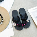 Flower thong sandals, summer outerwear, fairy style, 2024 new fashion pearl women's sandals, thick soleplatform shoes, trendy