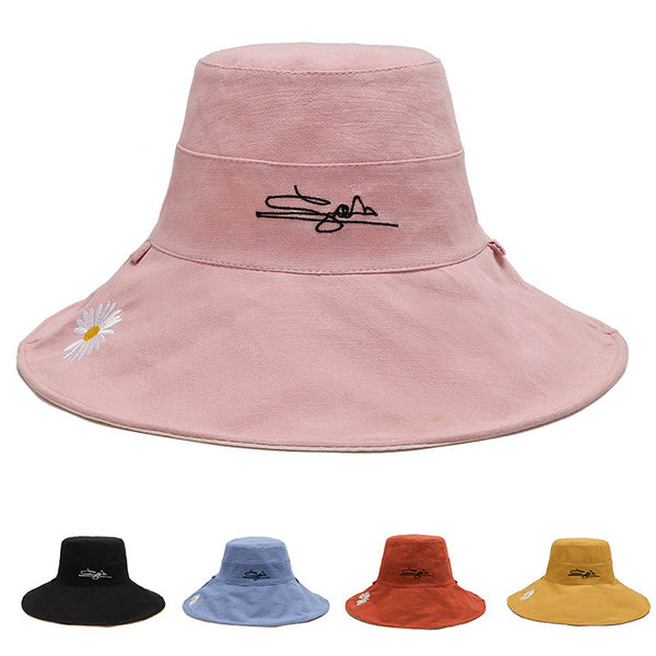 Small daisy hat Korean version new embroidery letters spring and summer custom fashion sunshade sunscreen hat basin hat bucket hat