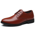Leather shoes breathable cowhide casual shoes business formal leather shoes men's real easiest for match pointed toe tie back wedding shoes
