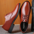 Leather shoes breathable cowhide casual shoes business formal leather shoes men's real easiest for match pointed toe tie back wedding shoes
