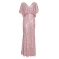African women's clothing  cross-border supply:  &  v-neck sexy sequin tassel evening gown dress